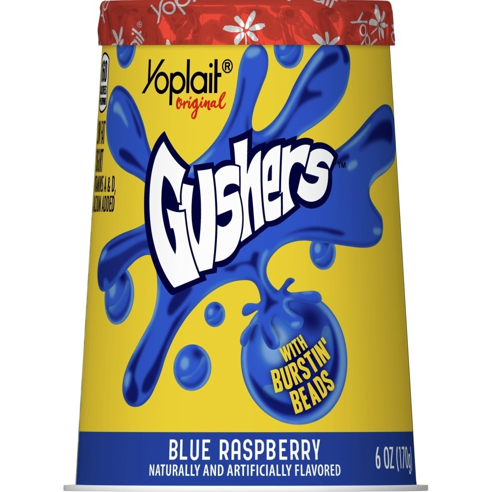 slide 1 of 1, Yoplait Original Low Fat Yogurt, Blue Raspberry Gushers With Burstin' Beads, 6 oz