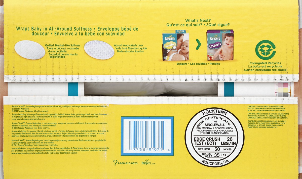 slide 5 of 7, Pampers Diapers 100 ea, 100 ct