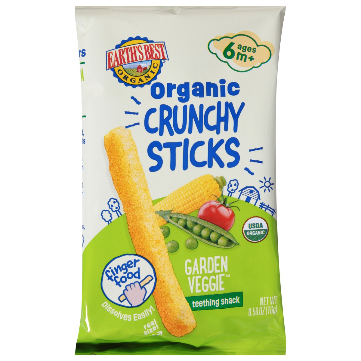 slide 11 of 14, Earth's Best Organic Ages 6M+ Crunchy Sticks Garden Veggie Teething Snack 0.56 oz, 0.56 oz