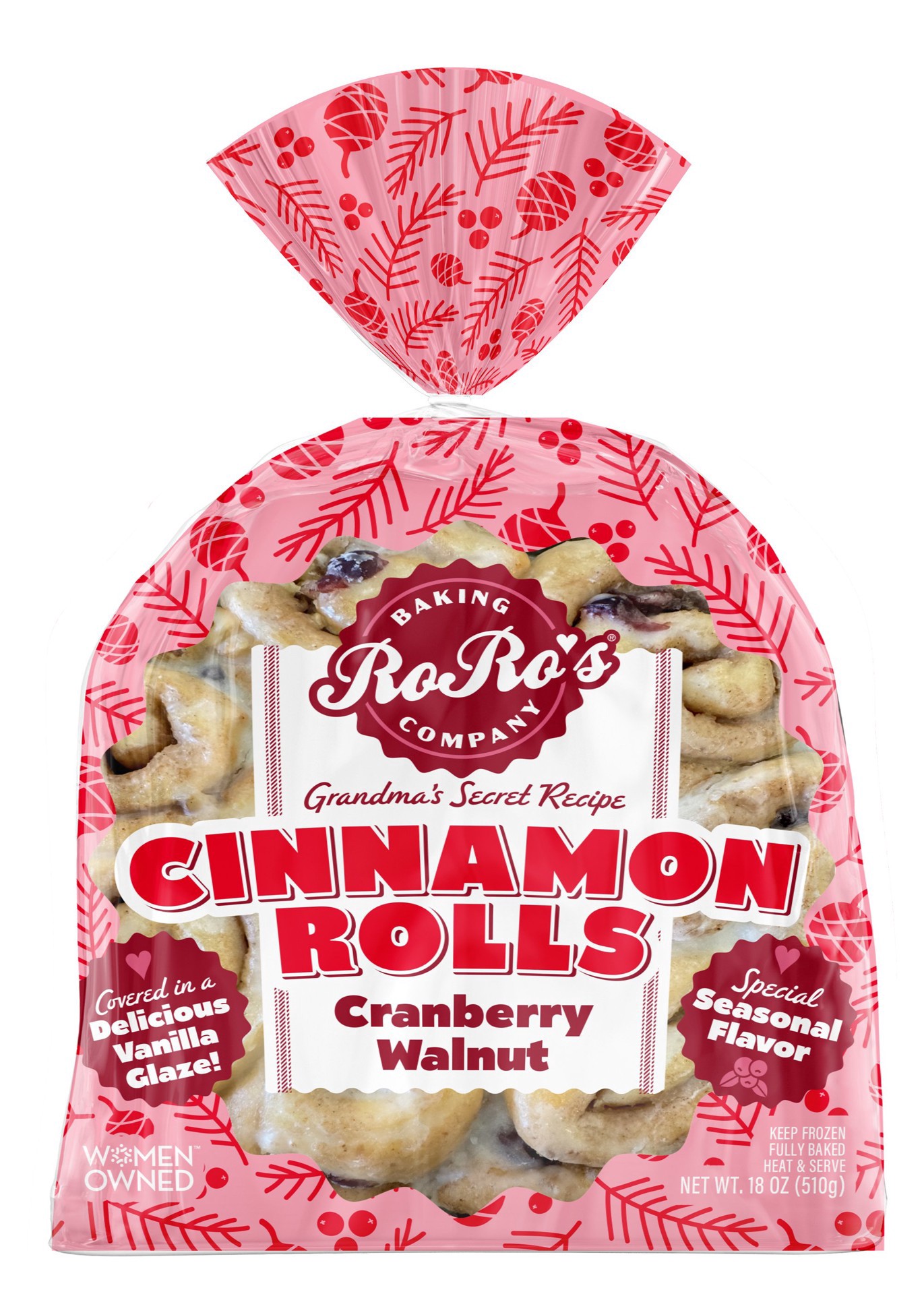 slide 1 of 1, RoRo's Cranberry Walnut Cinnamon Rolls, 18 oz