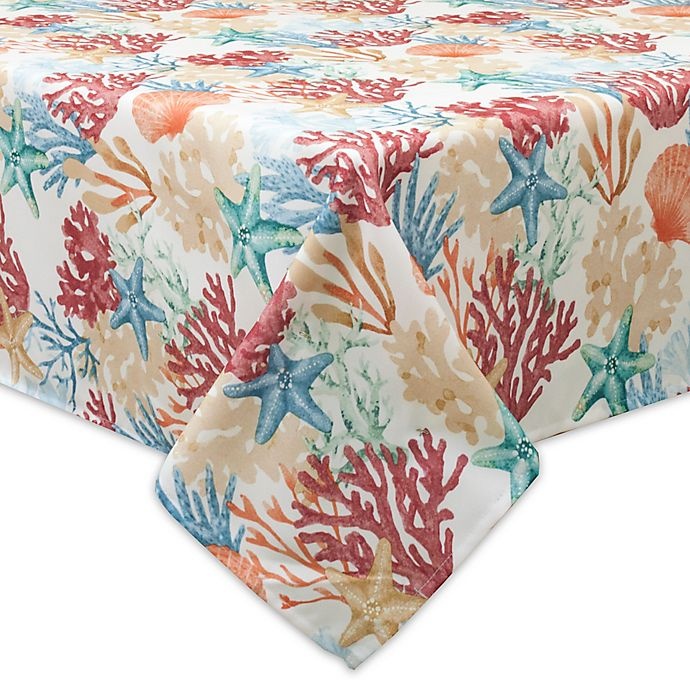 slide 1 of 2, Bardwil Linens Coral Oasis Oblong Tablecloth, 60 in x 102 in