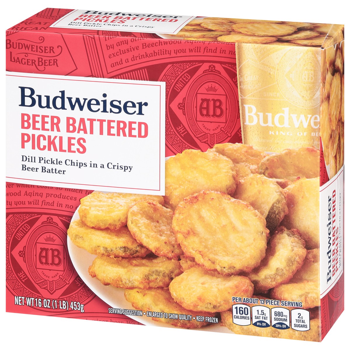 slide 3 of 9, Budweiser Farm Rich Budweiser beer battered pickles, 16 oz