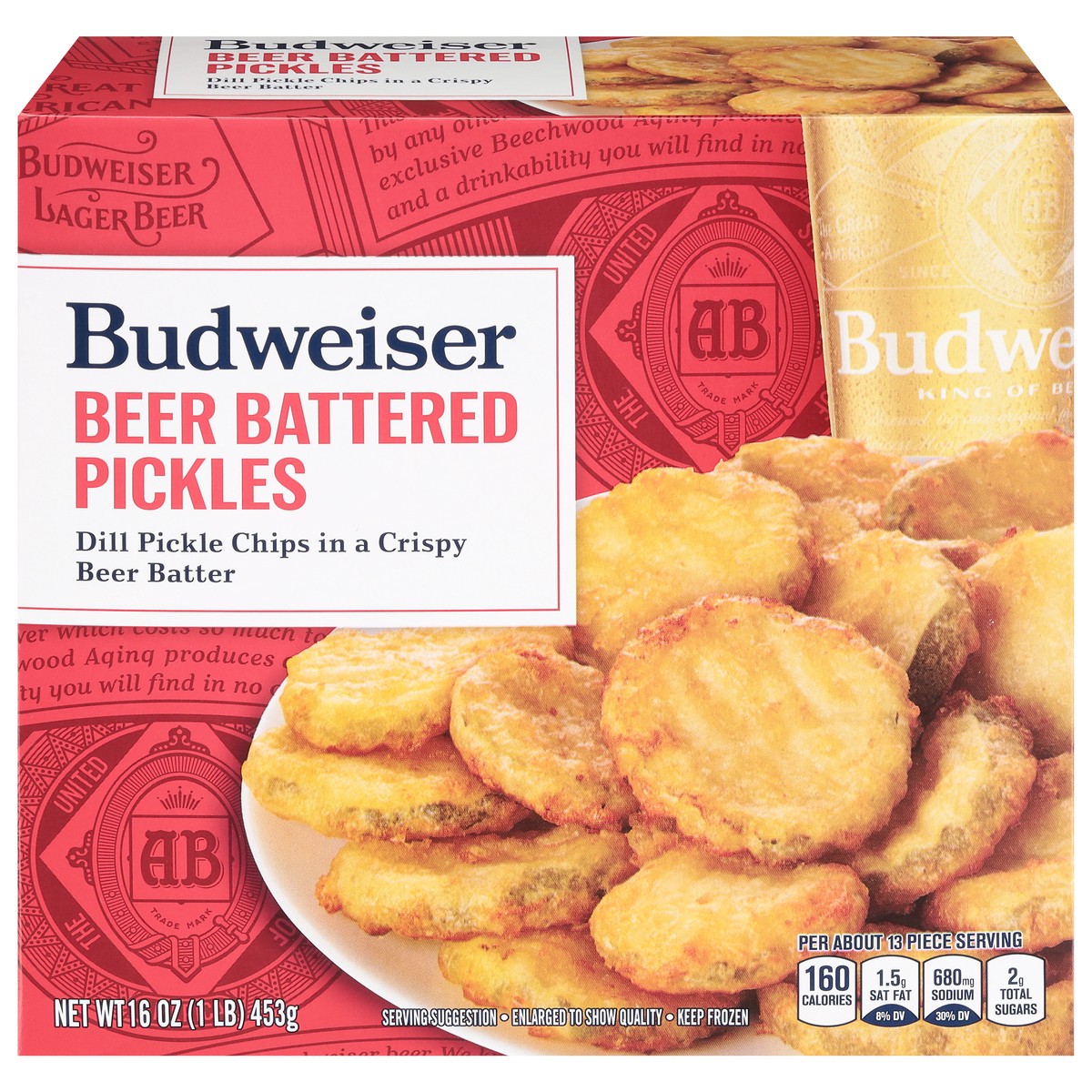 slide 1 of 9, Budweiser Farm Rich Budweiser beer battered pickles, 16 oz