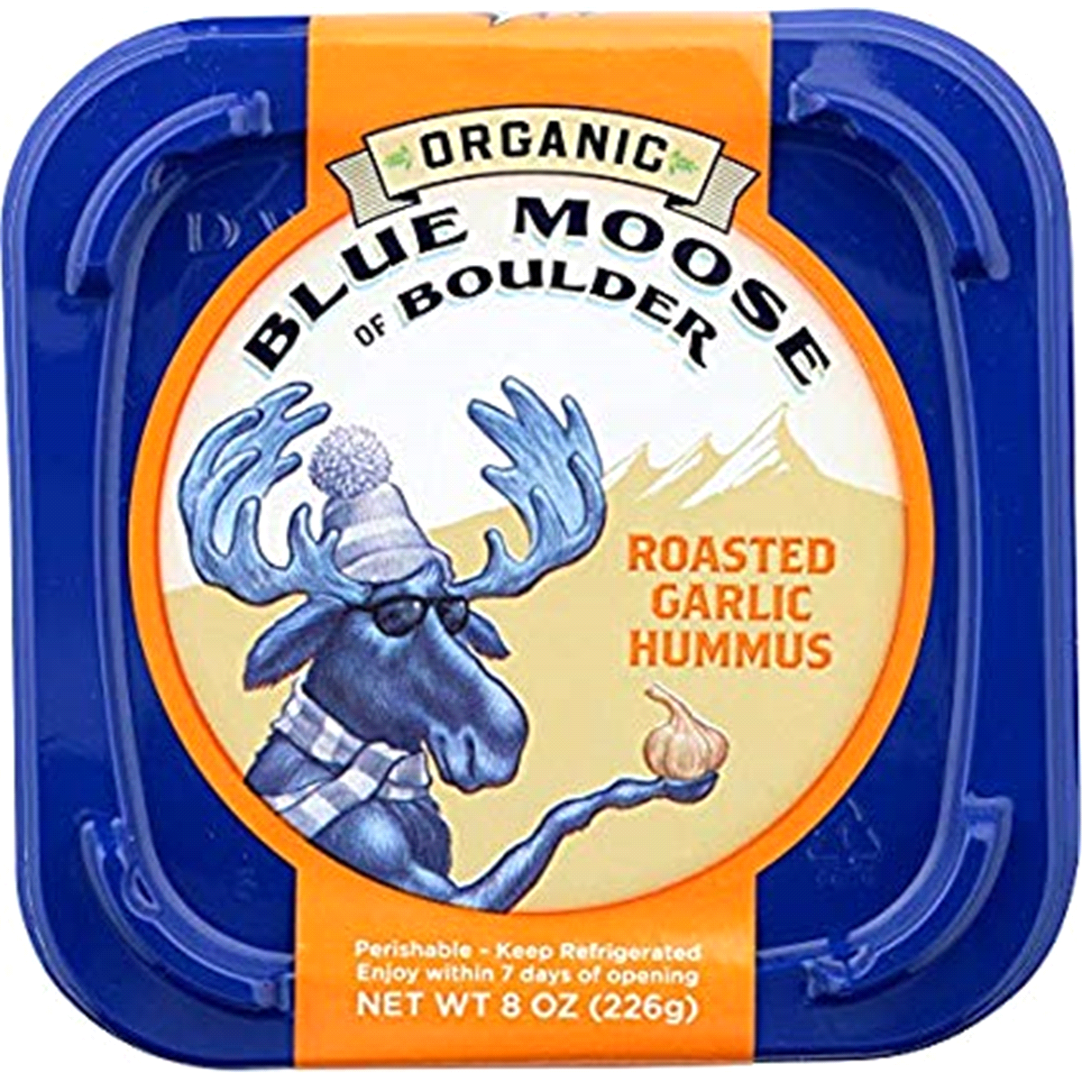 slide 1 of 1, Blue Moose of Boulder Roasted Garlic Hummus, 8 oz