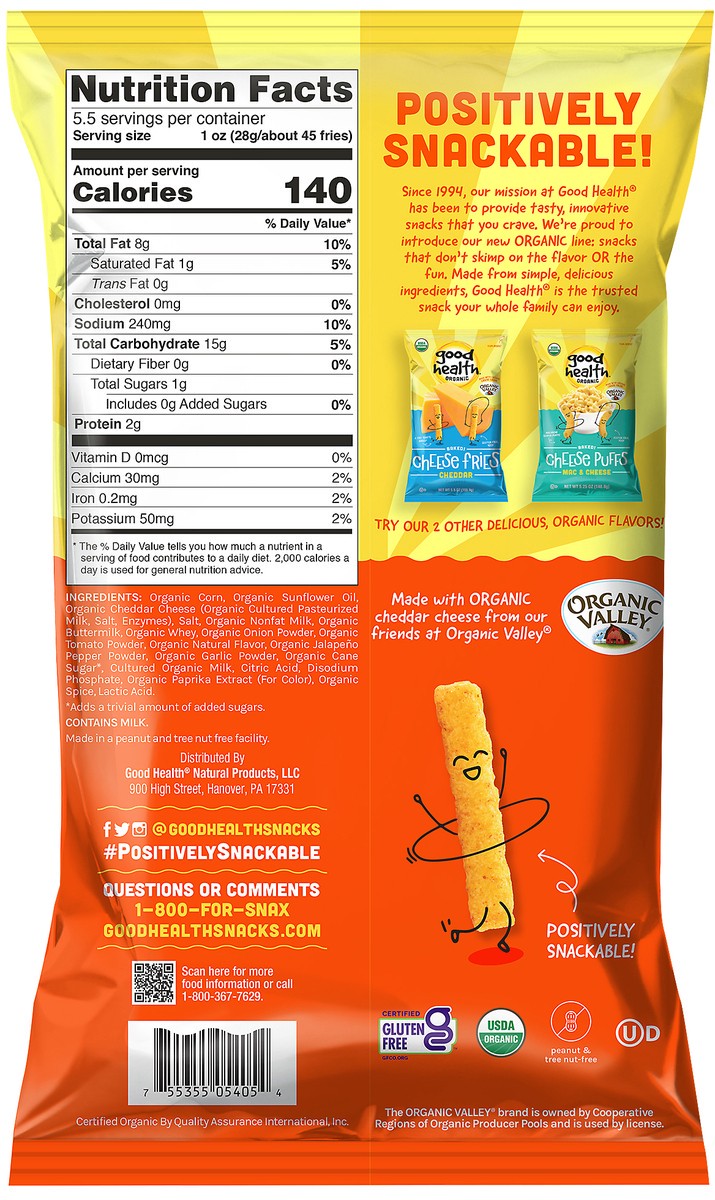 slide 3 of 7, Good Health Baked Organic Hot & Spicy Flavored Cheese Fries 5.5 oz, 5.5 oz