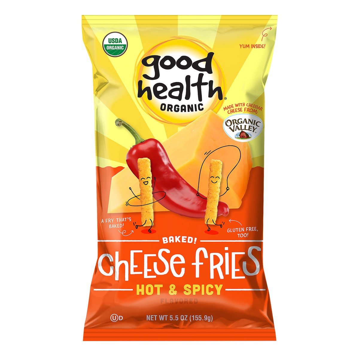 slide 1 of 7, Good Health Baked Organic Hot & Spicy Flavored Cheese Fries 5.5 oz, 5.5 oz