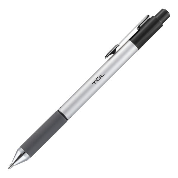 slide 2 of 3, TUL Bp3 Retractable Ballpoint Pens, Medium Point, Silver Barrel, Black Ink, Pack Of 12 Pens, 12 ct