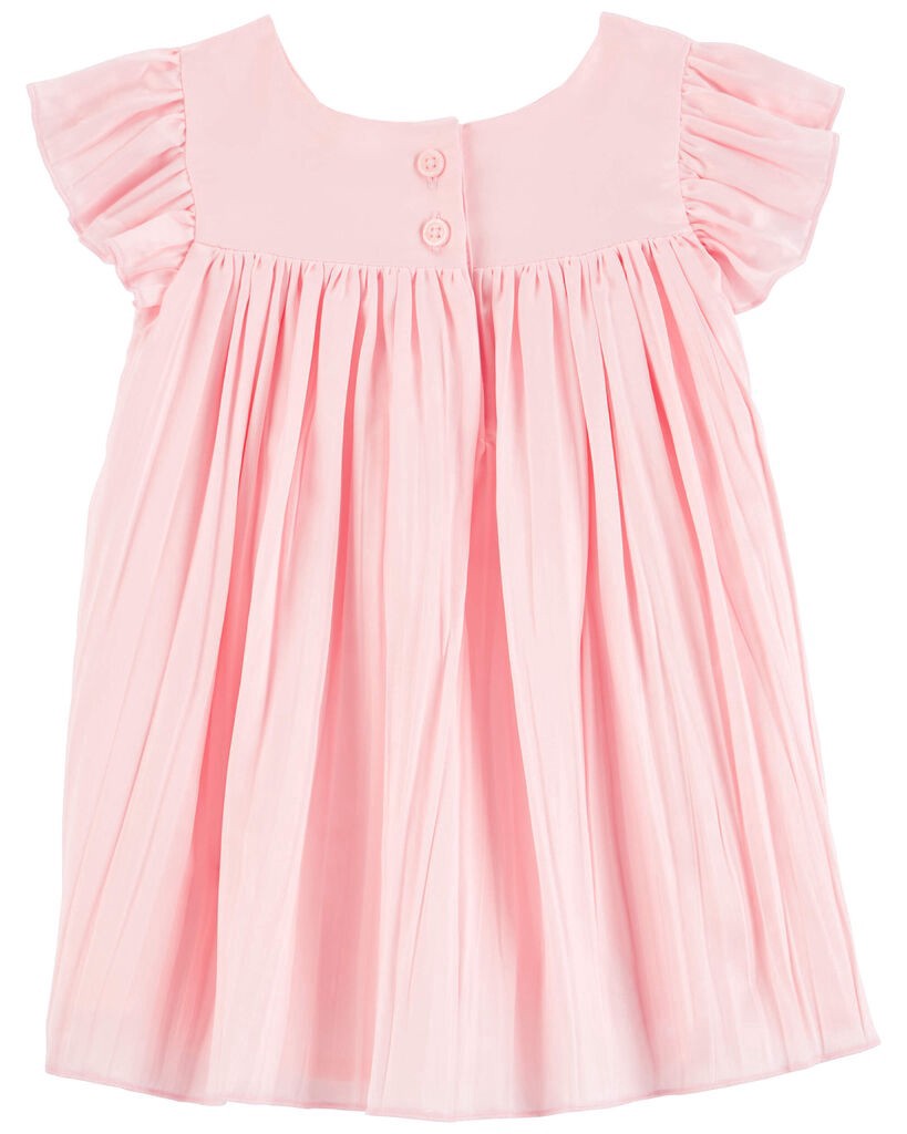 slide 3 of 3, Oshkosh Baby Flutter Pleated Dress Pink 12M, 1 ct