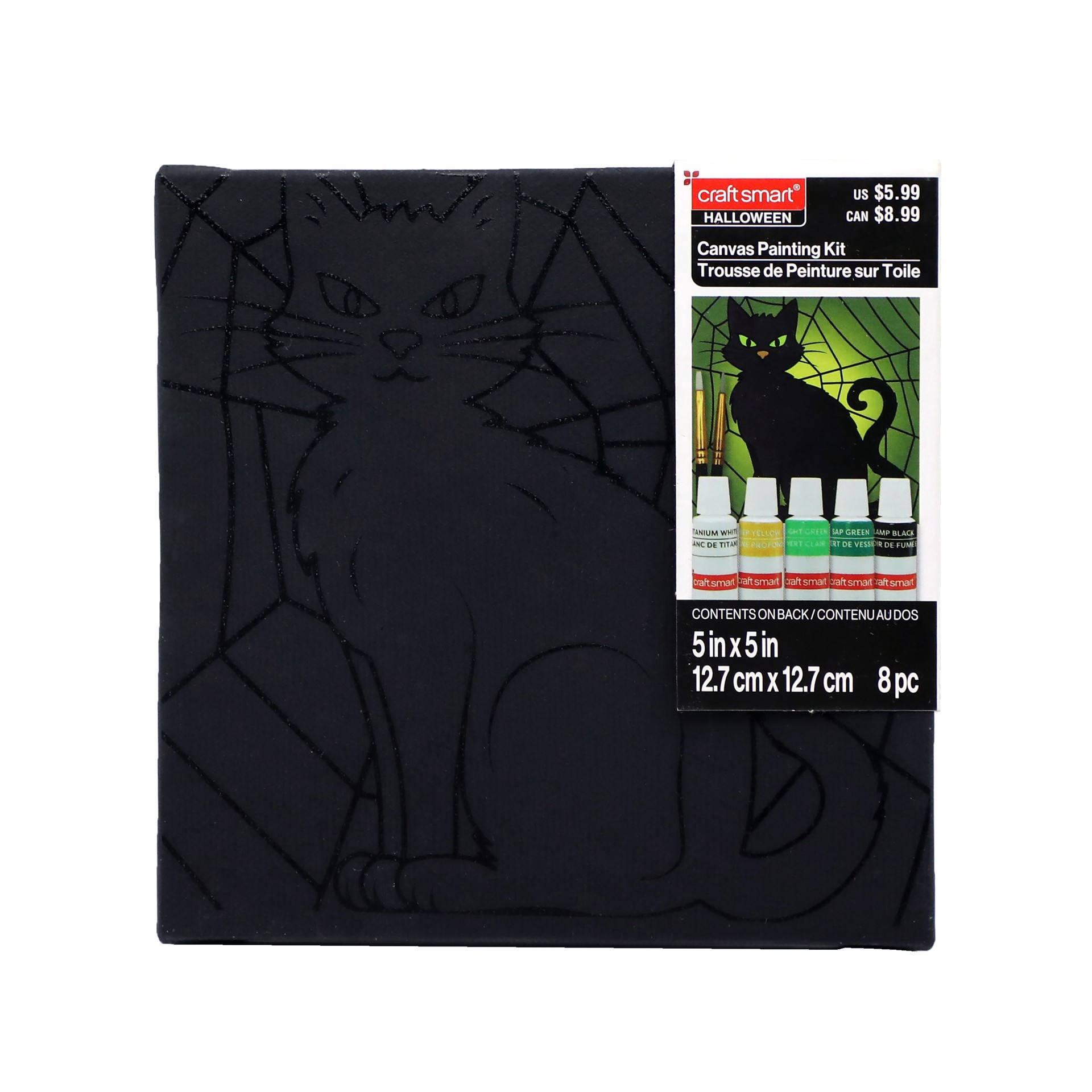 slide 2 of 5, 5" X 5" Cat In Web Canvas Painting Kit By Craft Smart, 5 in x 5 in