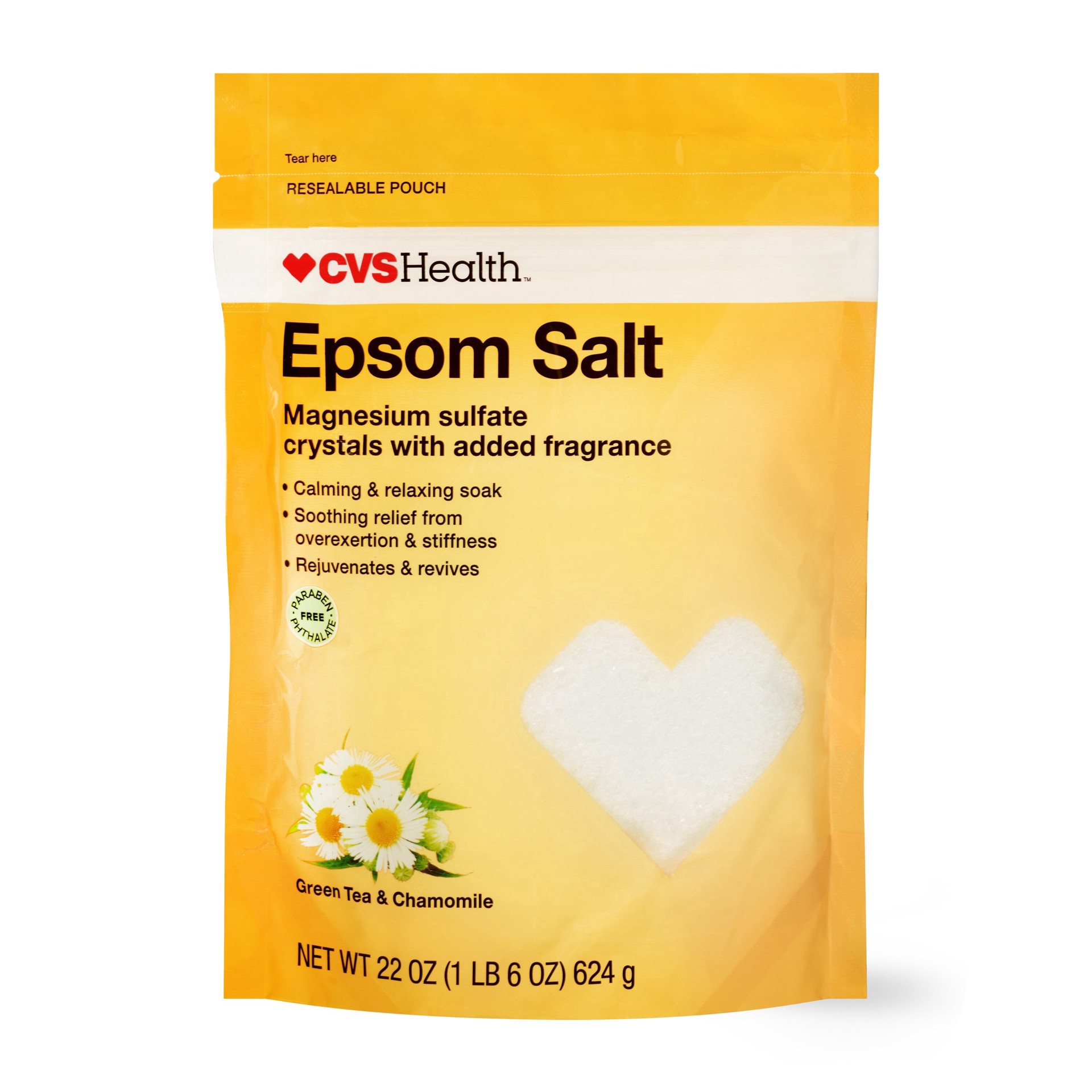 slide 1 of 1, CVS Health Epsom Salt, Green Tea & Chamomile, 22 Oz, 22 oz