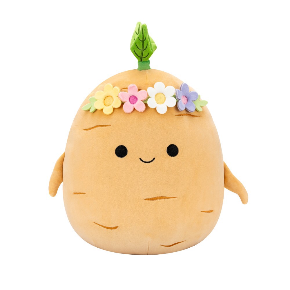 slide 1 of 1, Squishmallows 12" Tan Ginseng With Bandana and Flower Crown, 12 in