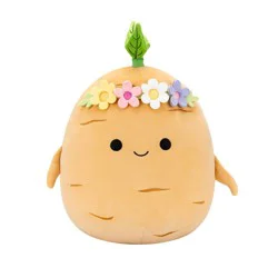 Squishmallows 12" Tan Ginseng With Bandana and Flower Crown