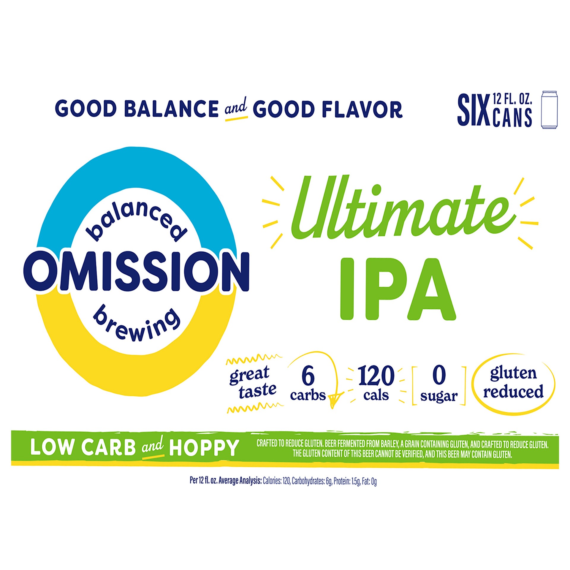 slide 3 of 3, Omission Balanced Brewing Ultimate Ipa, 12 Fl. Oz Can, 4.6% Abv, 12 fl oz