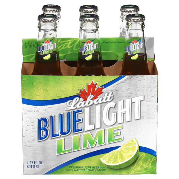 slide 1 of 1, Labatt Blue Light Lime Beer Bottles, 6 ct; 12 oz