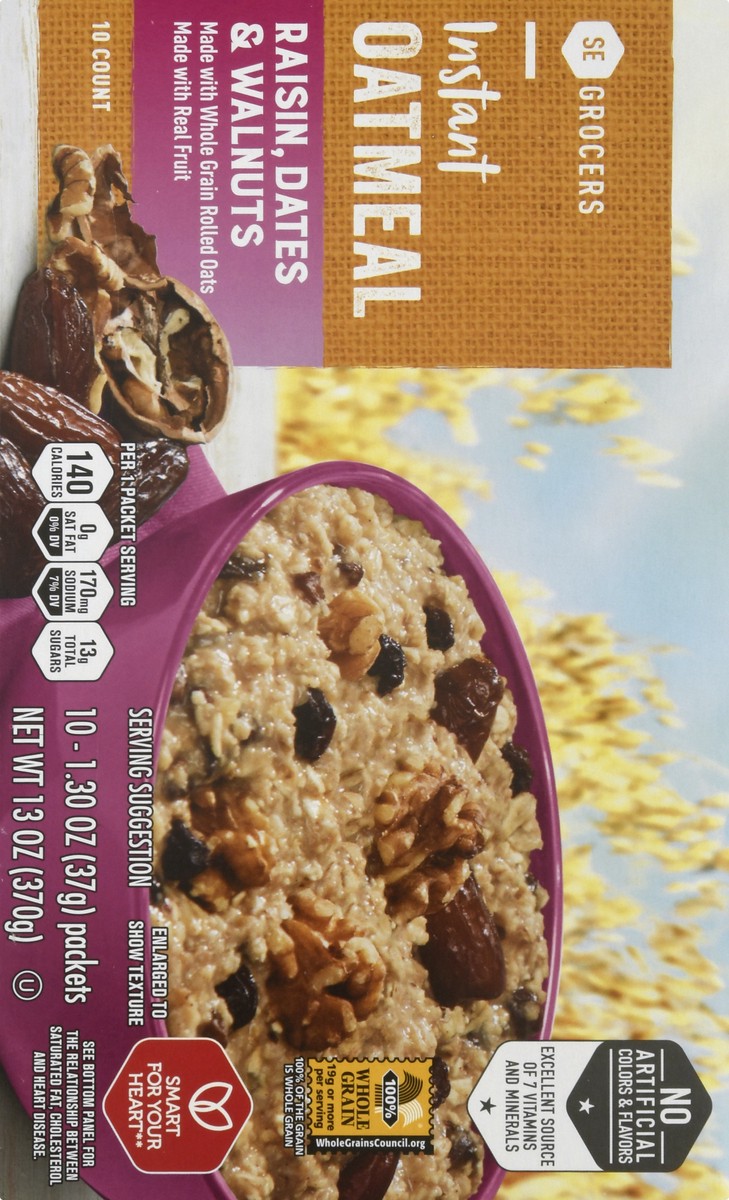 slide 13 of 14, SE Grocers Oatmeal Instant 100% Whole Grain Raisin Dates & Walnuts, 13 oz