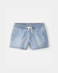 Oshkosh Girls Denim Drawstring Pull-On Shorts - Light Wash Blue Size 8