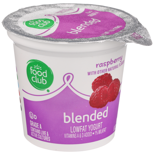 slide 1 of 1, Food Club Raspberry Blended Lowfat Yogurt, 6 oz