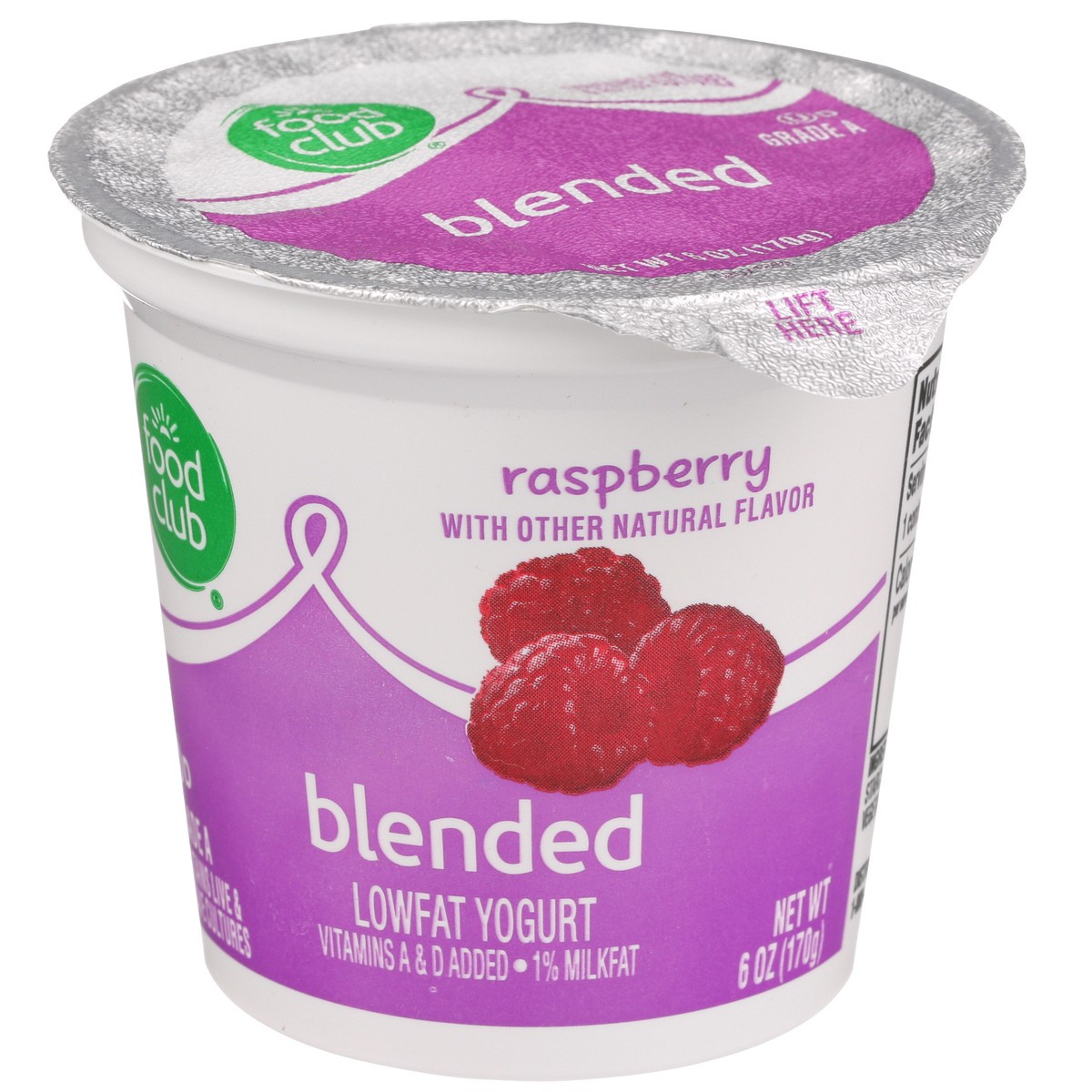 slide 3 of 9, Food Club Raspberry Blended Lowfat Yogurt, 6 oz