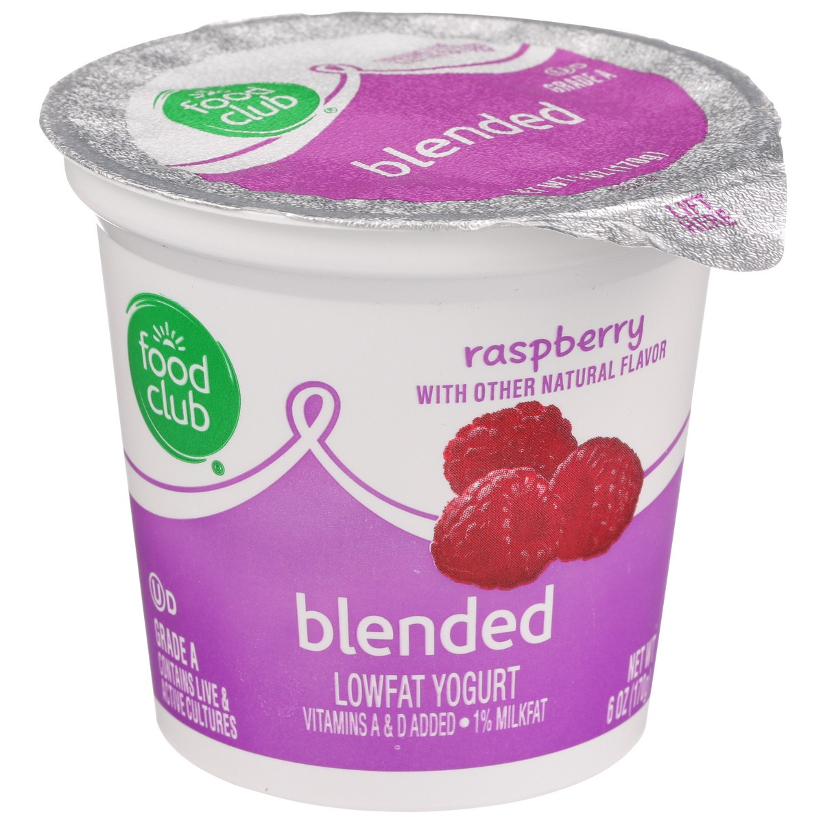 slide 1 of 9, Food Club Raspberry Blended Lowfat Yogurt, 6 oz