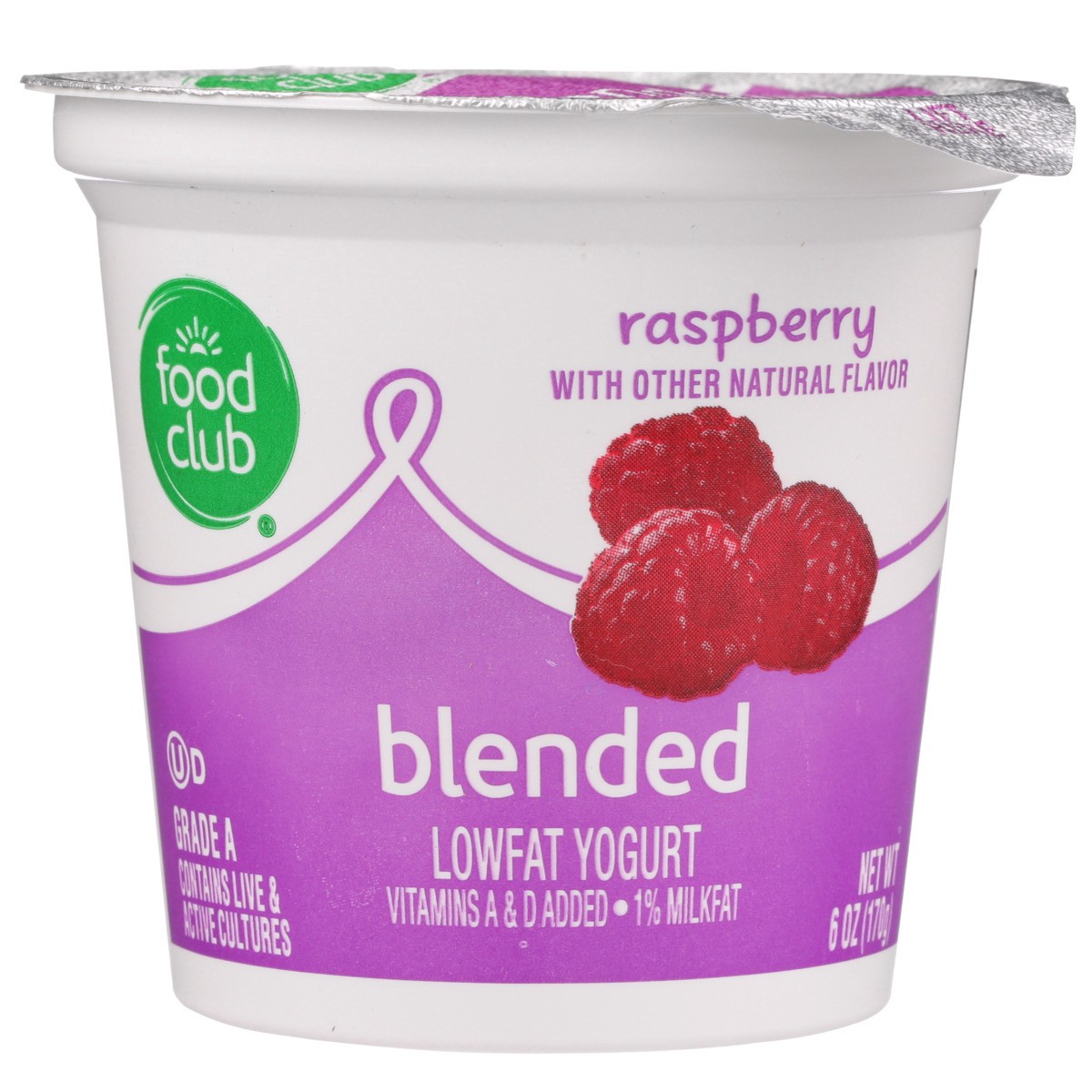 slide 8 of 9, Food Club Raspberry Blended Lowfat Yogurt, 6 oz