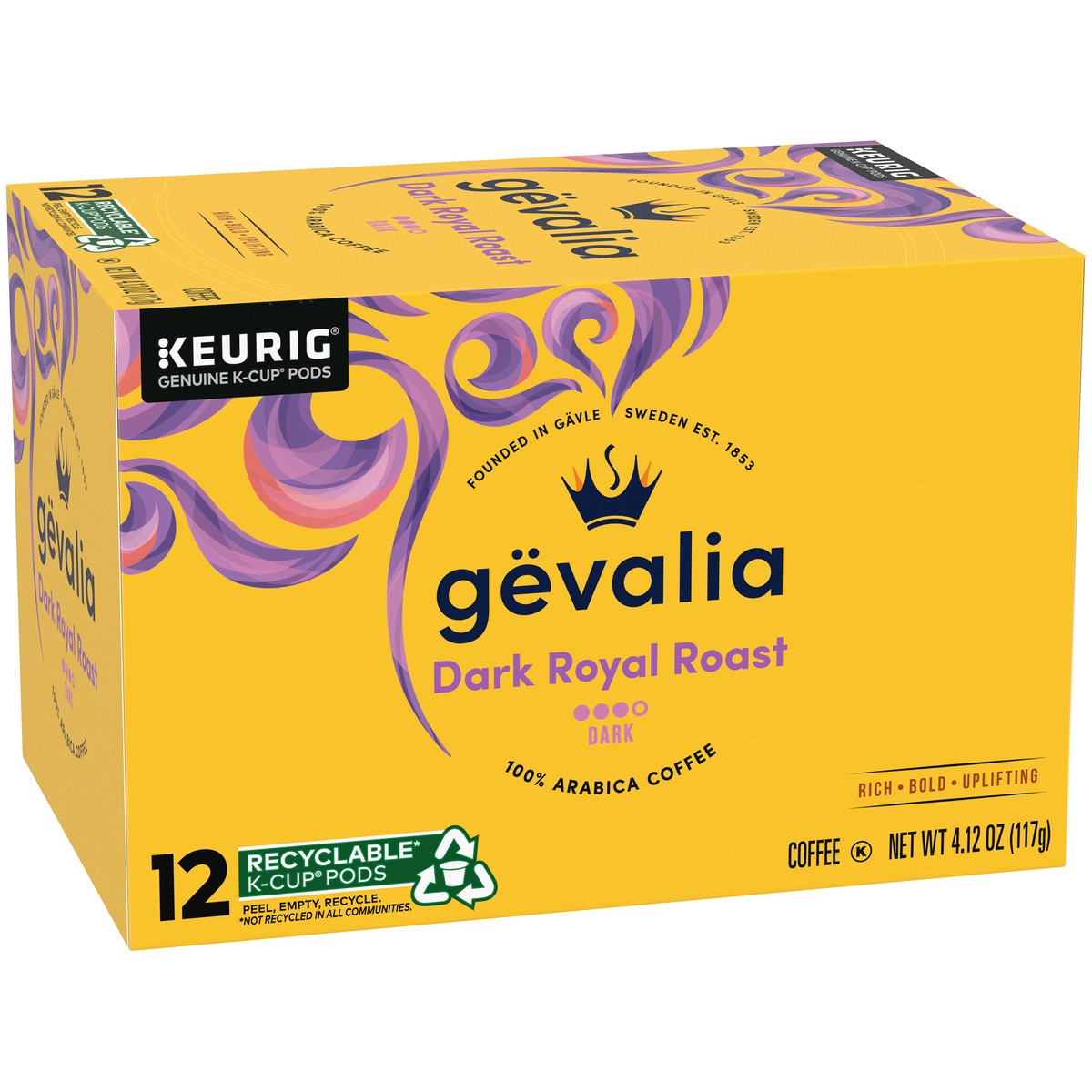 slide 6 of 9, Gevalia Dark Royal Roast Dark Roast K‐Cup Coffee Pods, 12 ct. Box, 12 ct