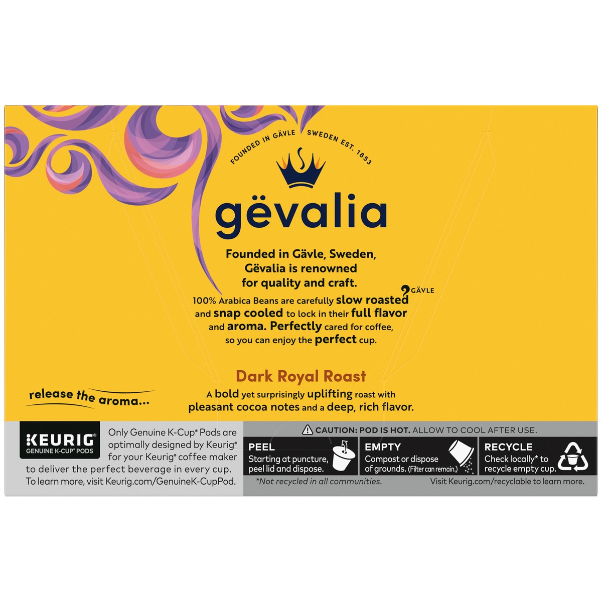 slide 8 of 9, Gevalia Dark Royal Roast Dark Roast K‐Cup Coffee Pods, 12 ct. Box, 12 ct