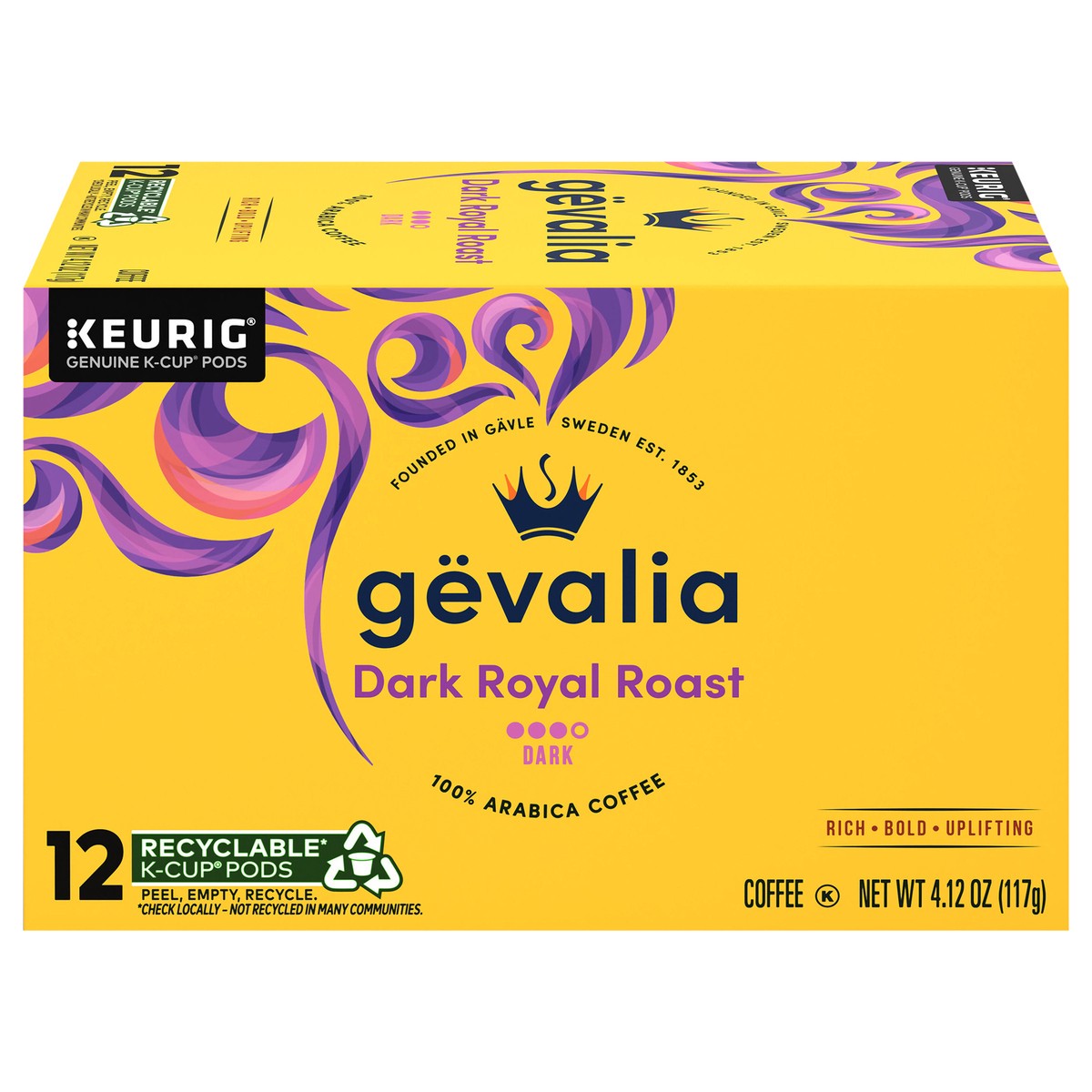 slide 1 of 9, Gevalia Dark Royal Roast Dark Roast K‐Cup Coffee Pods, 12 ct. Box, 12 ct