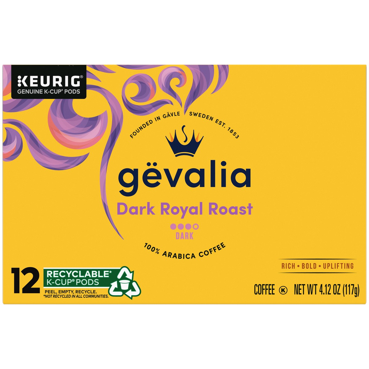 slide 3 of 9, Gevalia Dark Royal Roast Dark Roast K‐Cup Coffee Pods, 12 ct. Box, 12 ct
