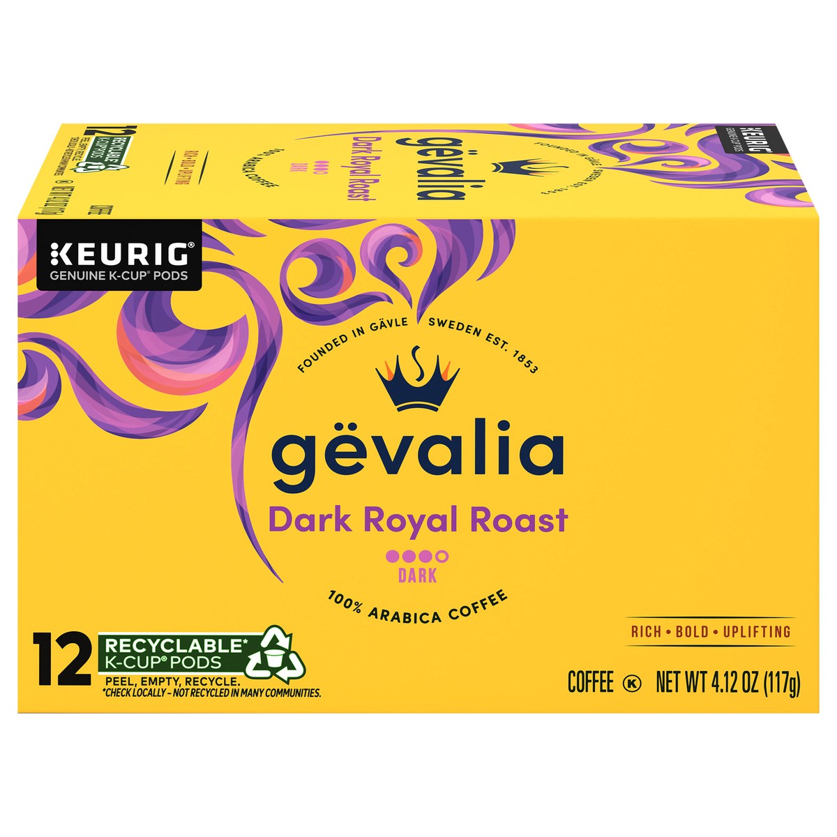 slide 1 of 9, Gevalia Dark Royal Roast Dark Roast K-Cup Coffee Pods\, 12 ct. Box, 12 ct