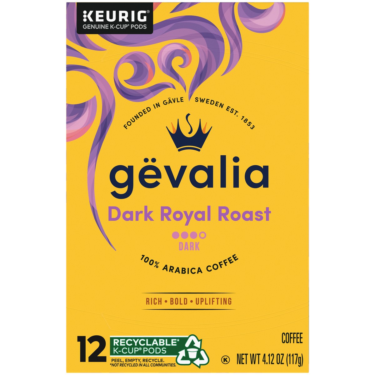 slide 5 of 9, Gevalia Dark Royal Roast Dark Roast K‐Cup Coffee Pods, 12 ct. Box, 12 ct