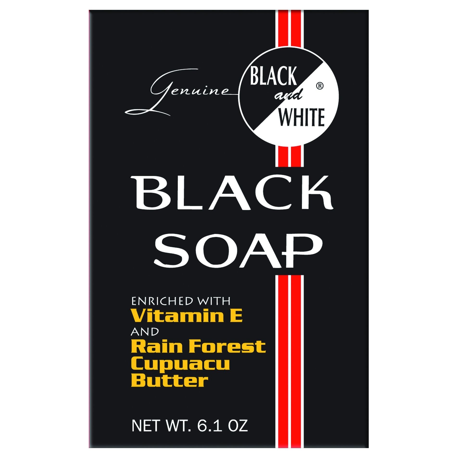 slide 1 of 1, Black and White Genuine Black & White Black Soap with Vitamin E, Rain Forest Capuacu Butter, 6.1 oz