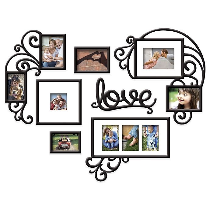 slide 1 of 5, Wallverbs Love'' Photo Frame Set - Satin Black'', 7 ct