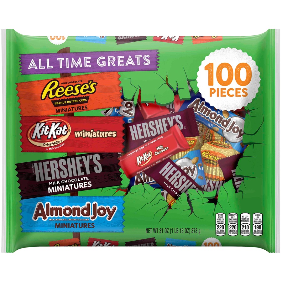 slide 1 of 2, All Time Greats Hershey Halloween Assortment 100 Pieces, 31 oz