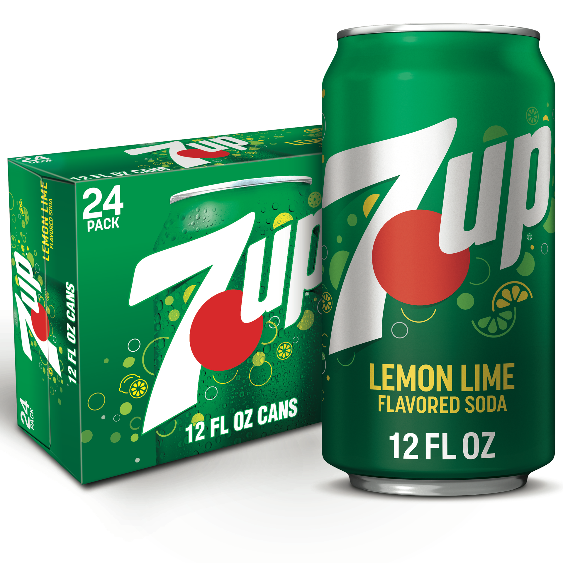 slide 1 of 3, 7UP Lemon Lime Soda, 12 fl oz cans, 24 pack, 24 ct; 12 oz