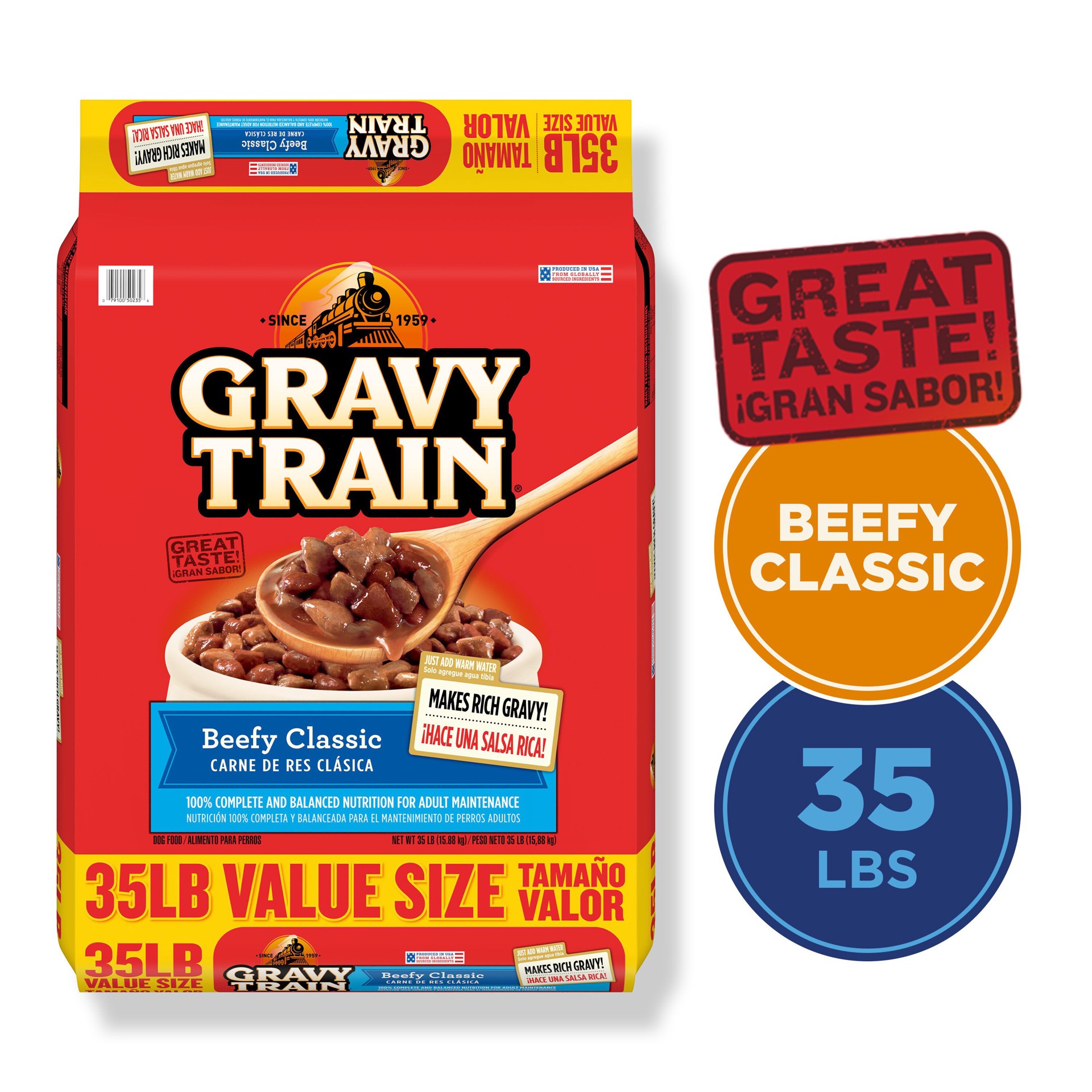 slide 3 of 6, Gravy Train Beefy Classic Dry Dog Food, 35-Pound, 35 lb