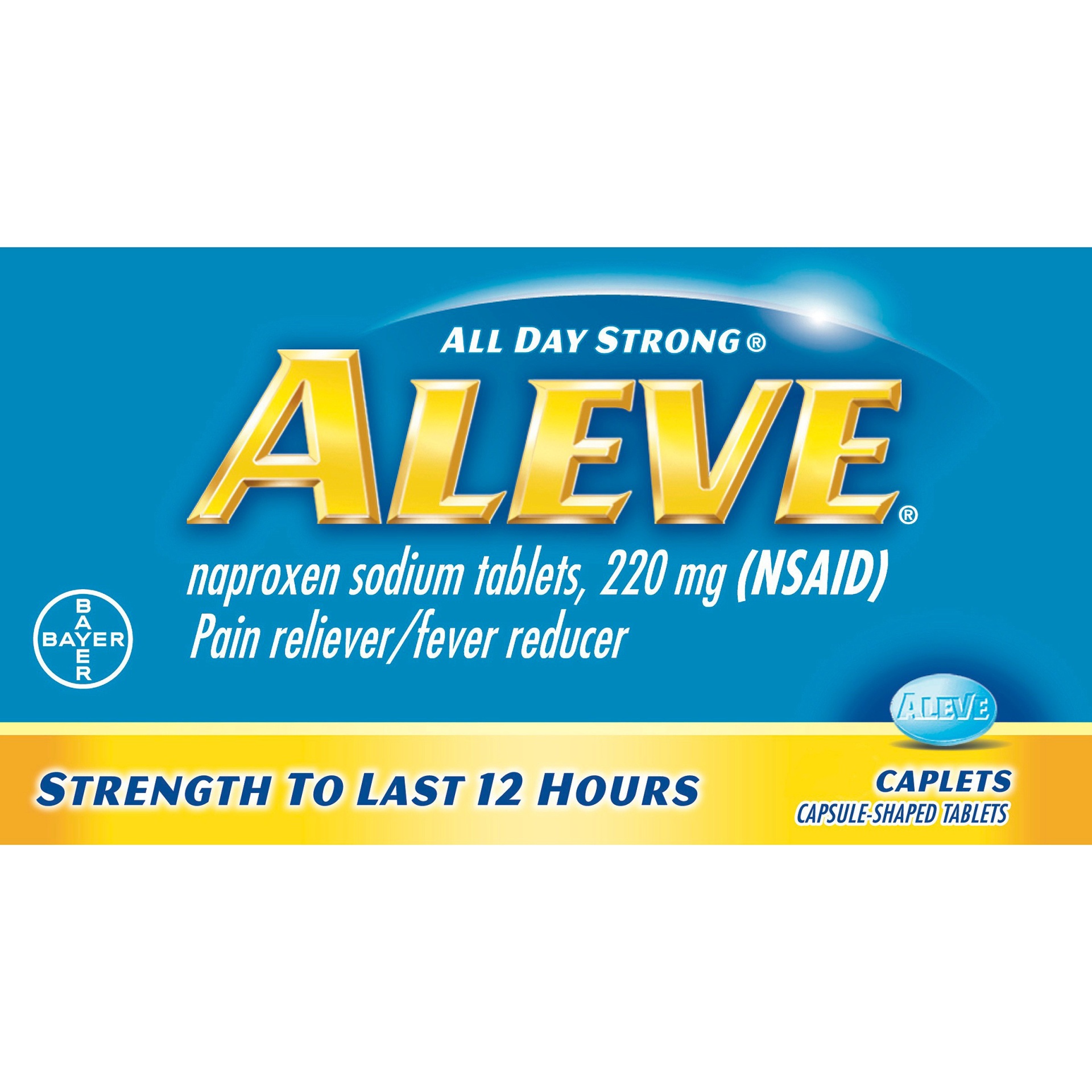 slide 1 of 3, Aleve All Day Strong Pain Reliever Fever Reducer Caplets, 100 ct
