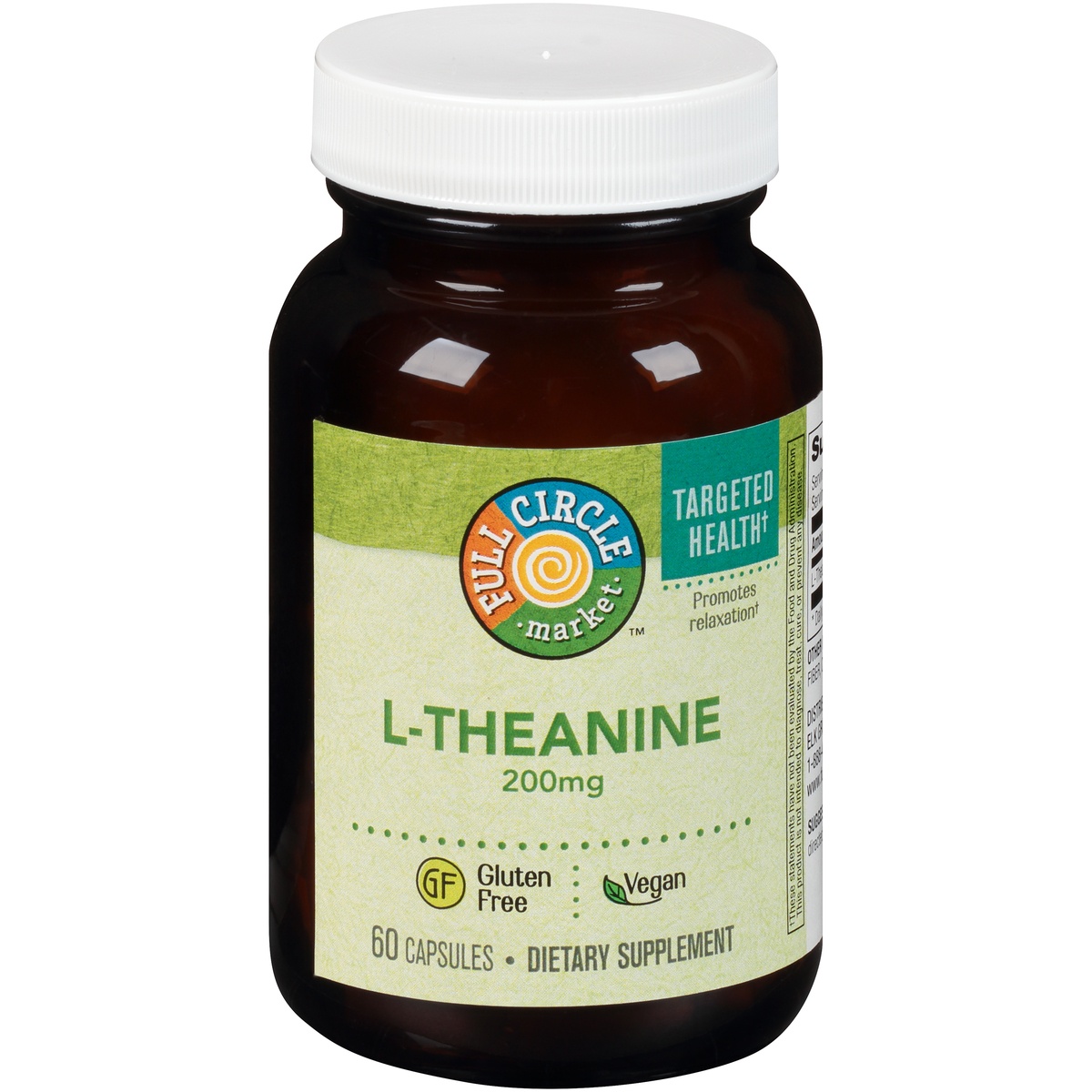 slide 1 of 1, Full Circle Market L-Theanine 200 Mg Promotes Relaxation Dietary Supplement Vegan Capsules, 60 oz; 200 mg