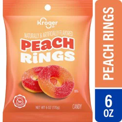 Kroger Peach Gummi Rings Candy Bag - 6 oz