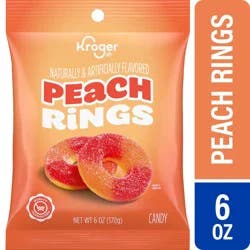 Kroger Peach Gummi Rings Candy Bag - 6 oz