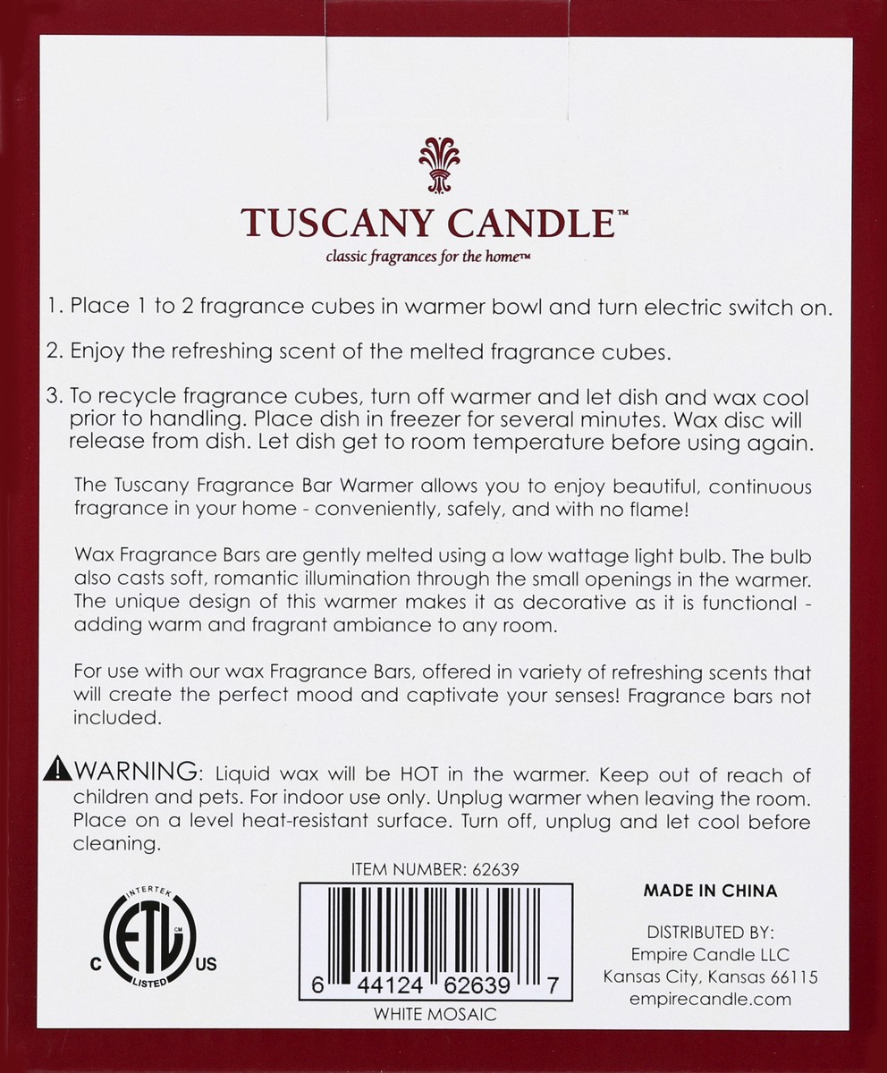 slide 4 of 8, Tuscany Candle White Mosaic Fragrance Bar Warmer 1 ea, 1 ct