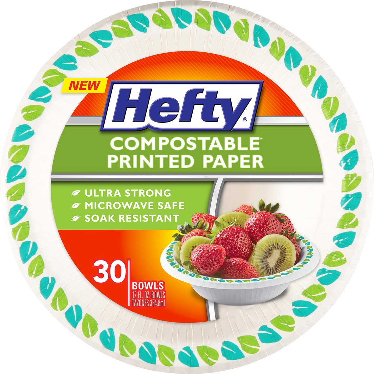 slide 3 of 7, Hefty 12 Fl Oz Compostable Paper Bowls 30 Each, 30 ct