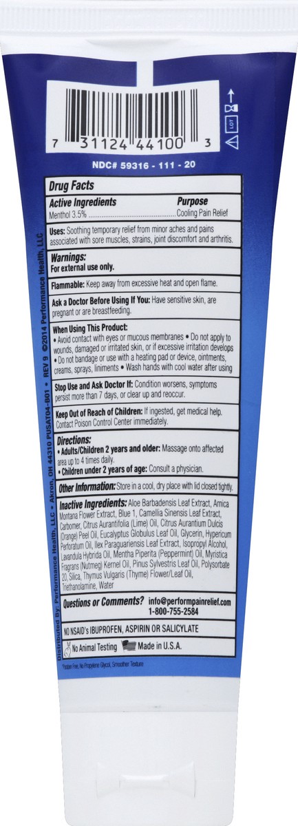 slide 2 of 4, Perform Cool & Soothing Pain Relieving Gel, 4 oz