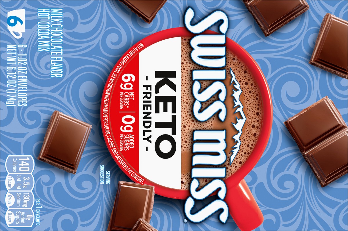 slide 3 of 9, Swiss Miss Keto Friendly Hot Cocoa Mix, 6 Envelopes - 6.12 oz, 6 ct