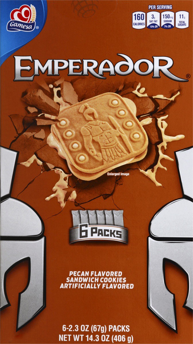 slide 9 of 10, Gamesa Emperador Cookies Peacn Sandwich Artificially Flavored 2.3 Oz 6 Count, 6 ct; 2.3 oz