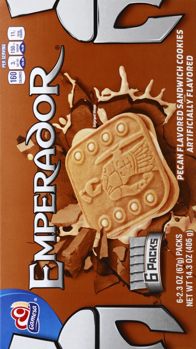 slide 10 of 10, Gamesa Emperador Cookies Peacn Sandwich Artificially Flavored 2.3 Oz 6 Count, 6 ct; 2.3 oz
