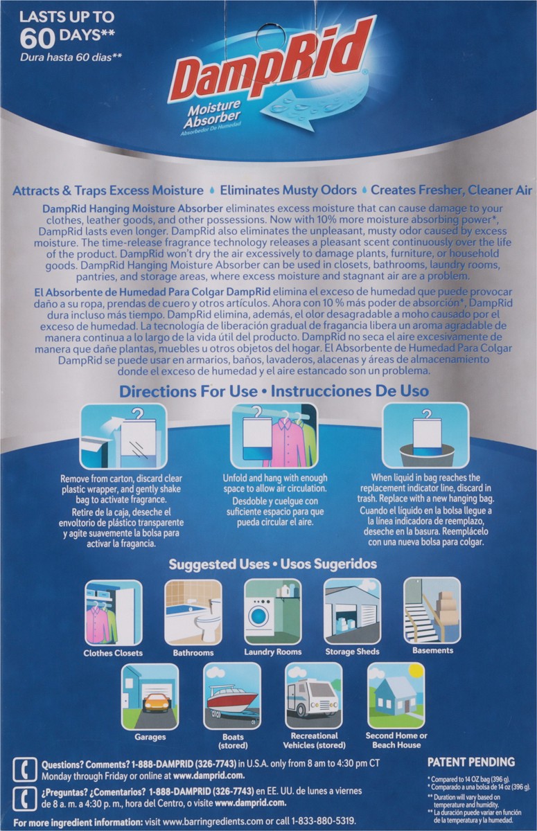 slide 5 of 9, DampRid 1 Pack Hanging Bag Lavender Vanilla Moisture Absorber 1 ea, 1 ct