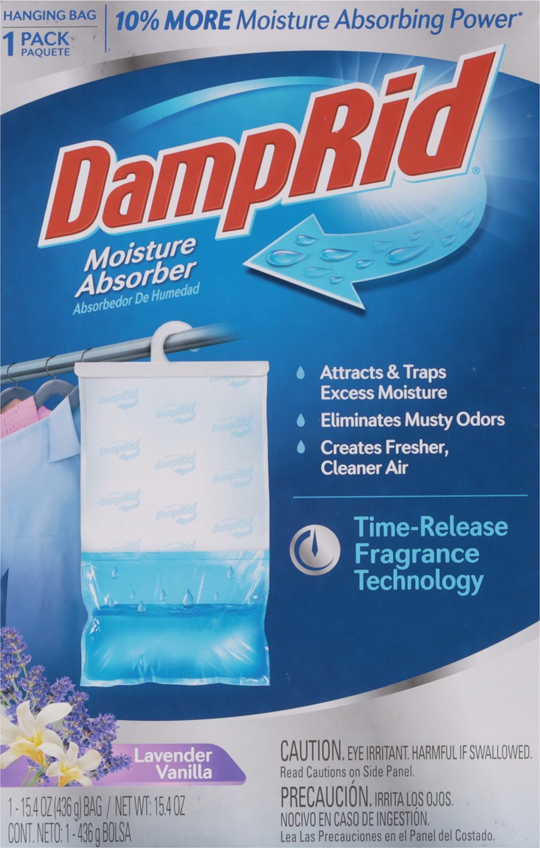 slide 6 of 9, DampRid 1 Pack Hanging Bag Lavender Vanilla Moisture Absorber 1 ea, 1 ct