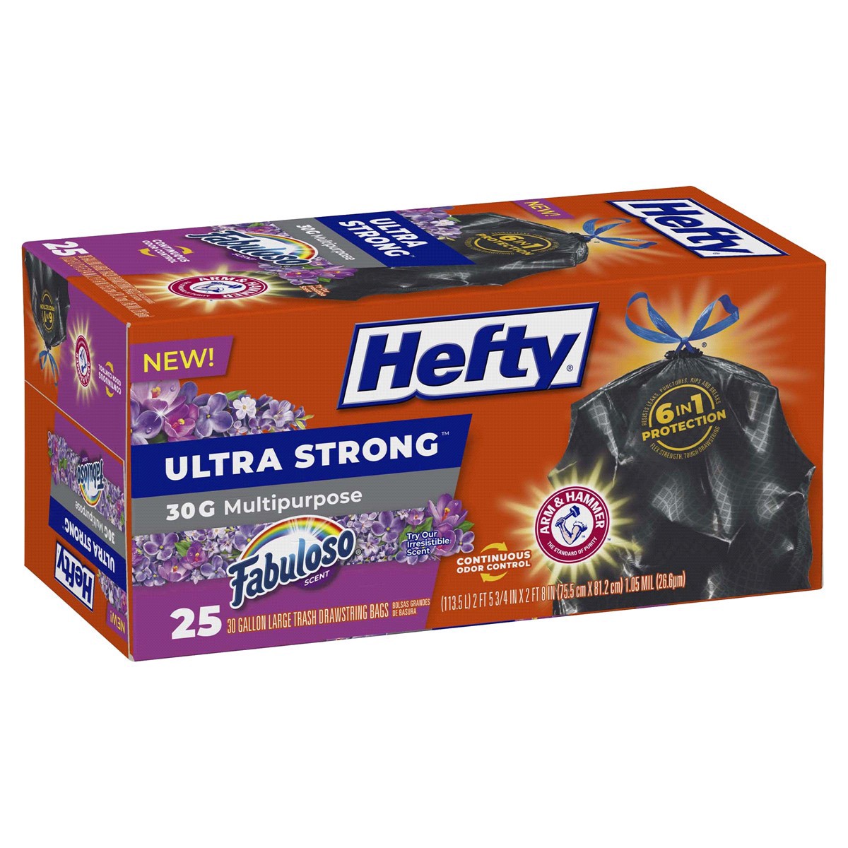slide 18 of 29, Hefty Ultra Strong Large Drawstring Fabuloso Scent Trash Bags 25 ea, 25 ct