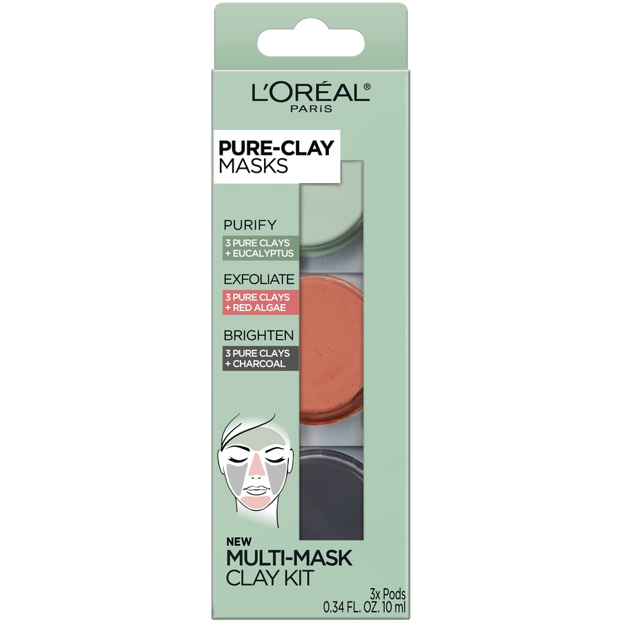 slide 1 of 3, L'Oréal Multi-Mask Clay Kit, 1 fl oz