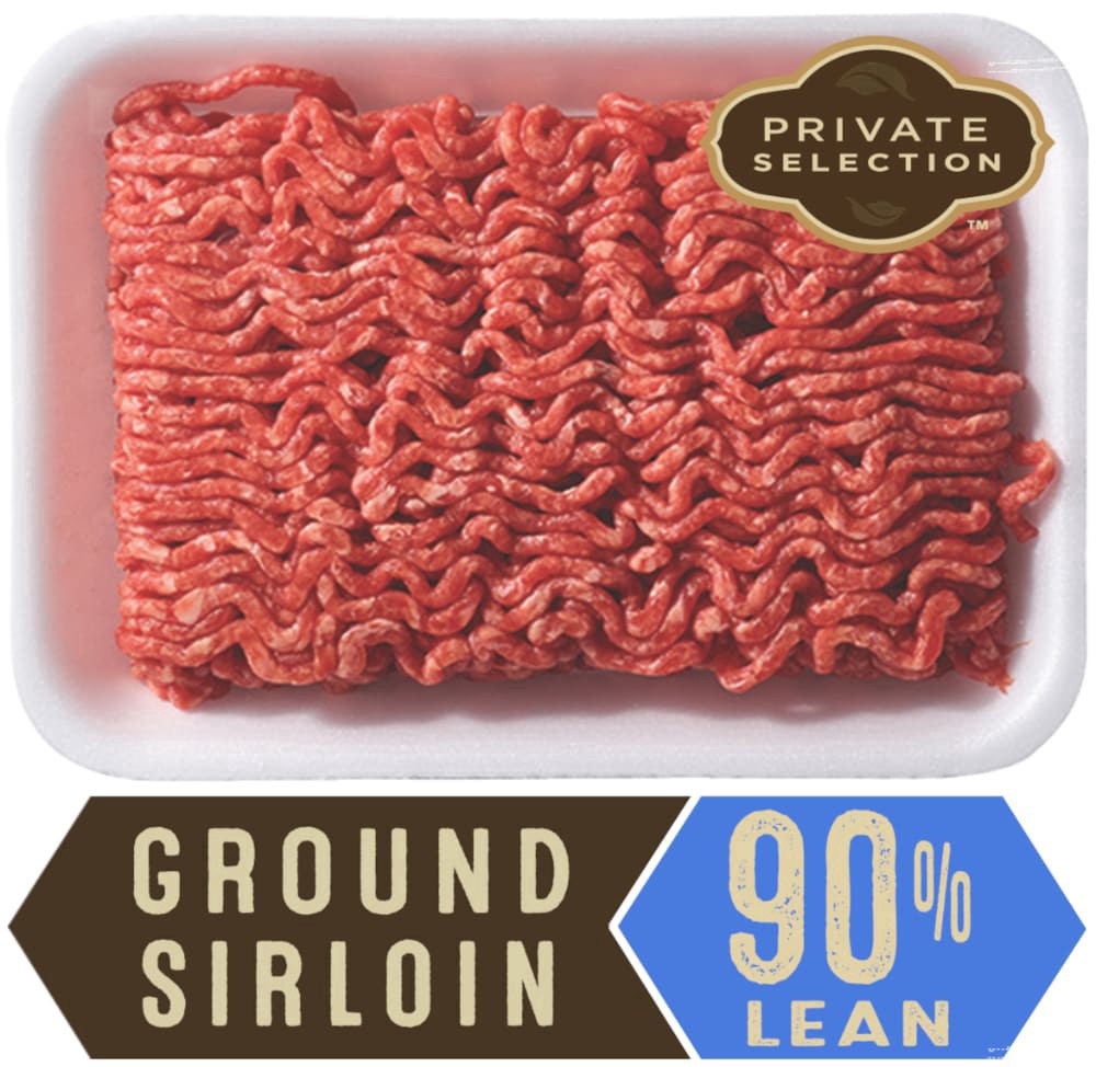 slide 2 of 2, Private Selection 90/10 Lean Angus Ground Beef, 45.36 g